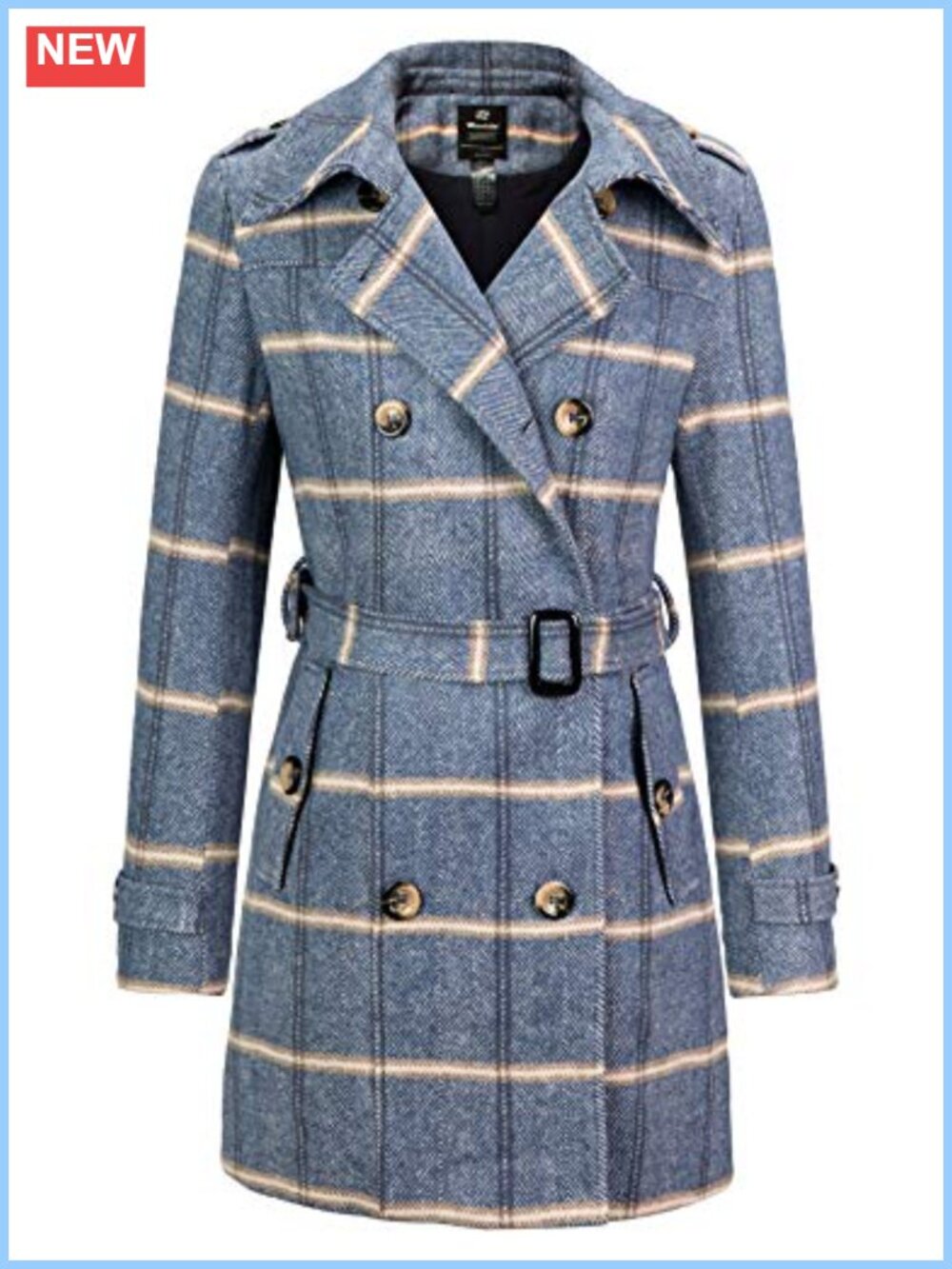 Women's Double Breasted Pea Coat Winter Mid-Long Trench Coat Windproof